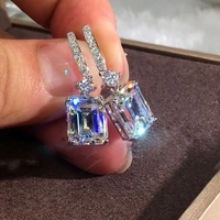 delysia king women casual high grade crystal square earrings 2021 versatile simple temperament party ear dangler