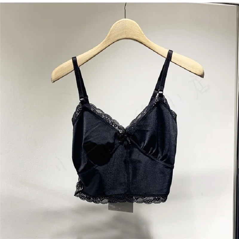 Big-name summer women's cotton lace sexy cropped dress double shoulders vest 2021New women's fashion strapless tops T-shirts XL