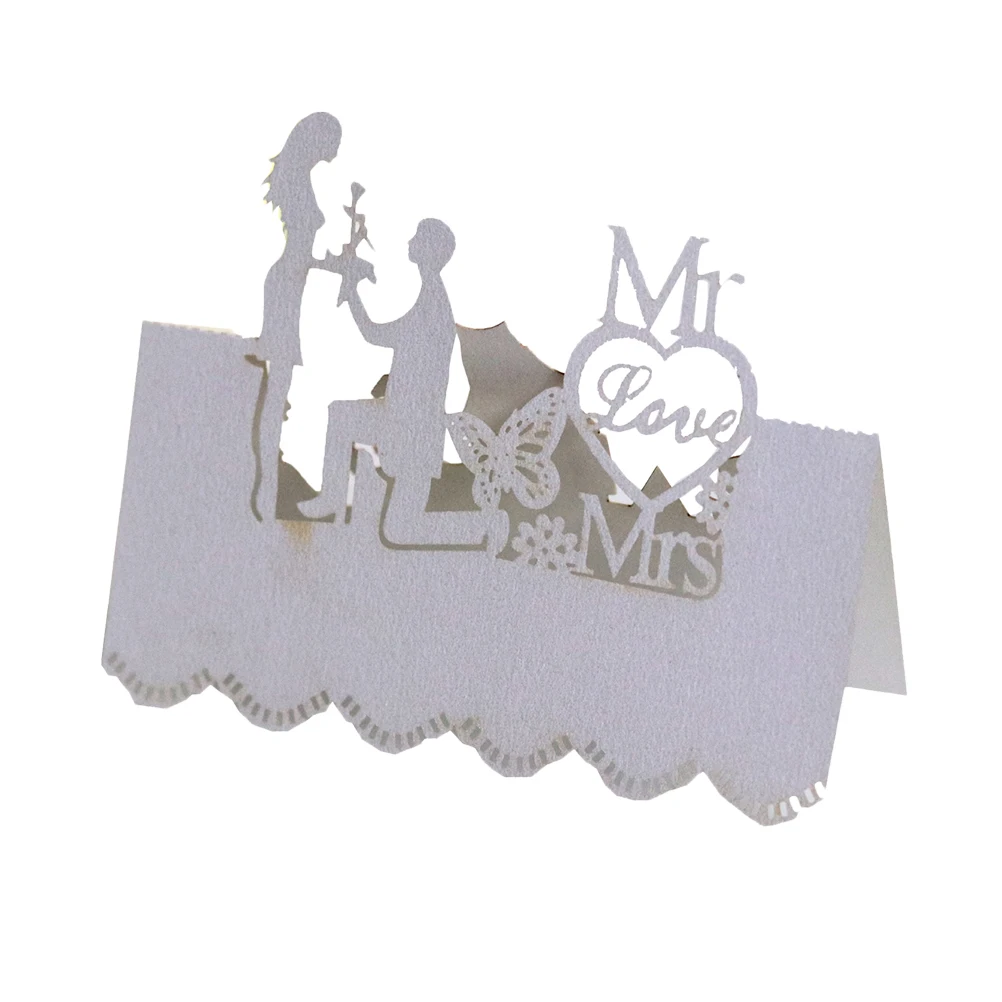 50 шт. Роскошная пустотелая элегантная карточка для сиденья на день рождения