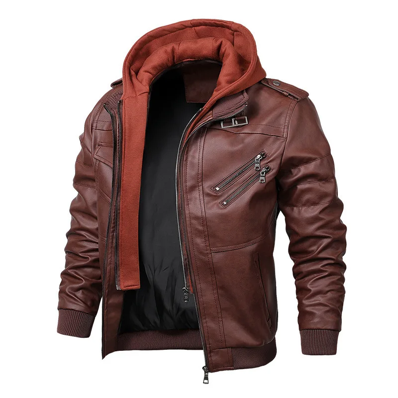 

2021 autumn and winter new foreign trade men's wear men's PU leather plain Leather Jacket Large Men's fashion trend