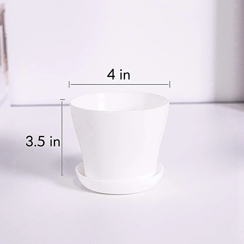 

20 PCS 4 Inch Mini Plastic Flower Seedlings Nursery Pot/Planter/Flower Pot with Pallet, White & 500x Nursery Pot 8cmX8cm