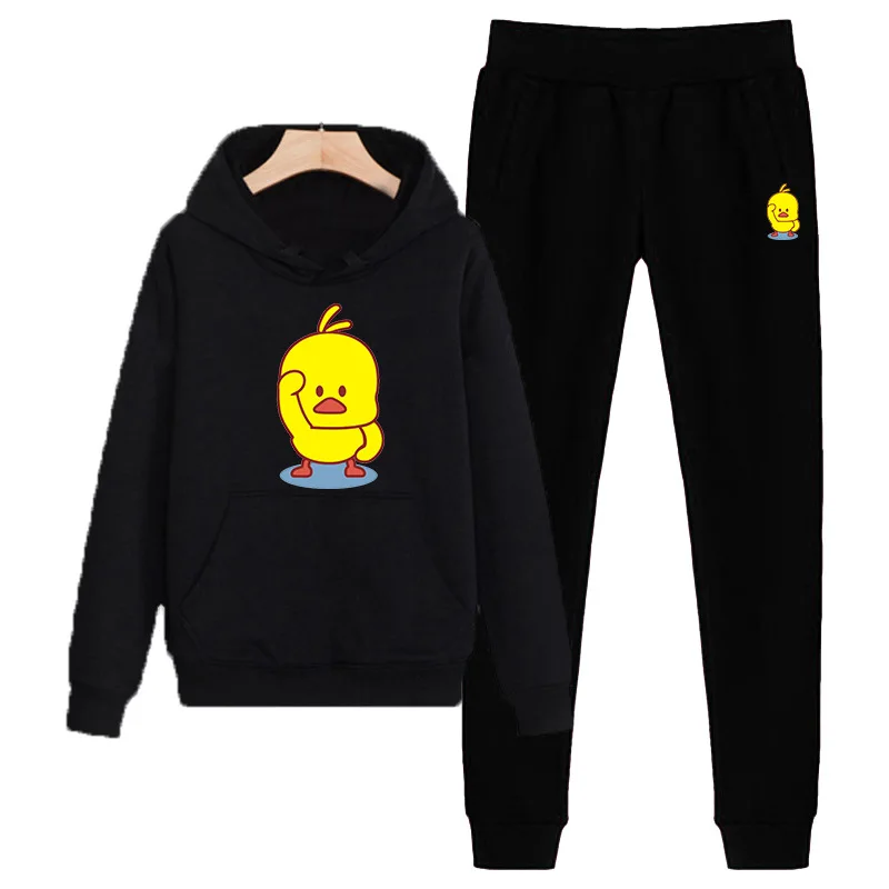Комплект из 2 предметов, женская одежда, Chandal Mujer 2 Piezas, для бега, Femme, мультяшный принт, толстовка, штаны, спортивные костюмы, женский спортивный костюм - Цвет: Style 3 Black