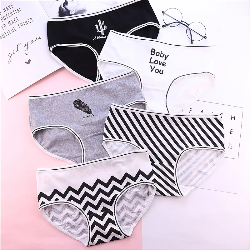Хлопковые трусики нижнее белье женские сексуальные в полоску С КАКТУСОМ милые