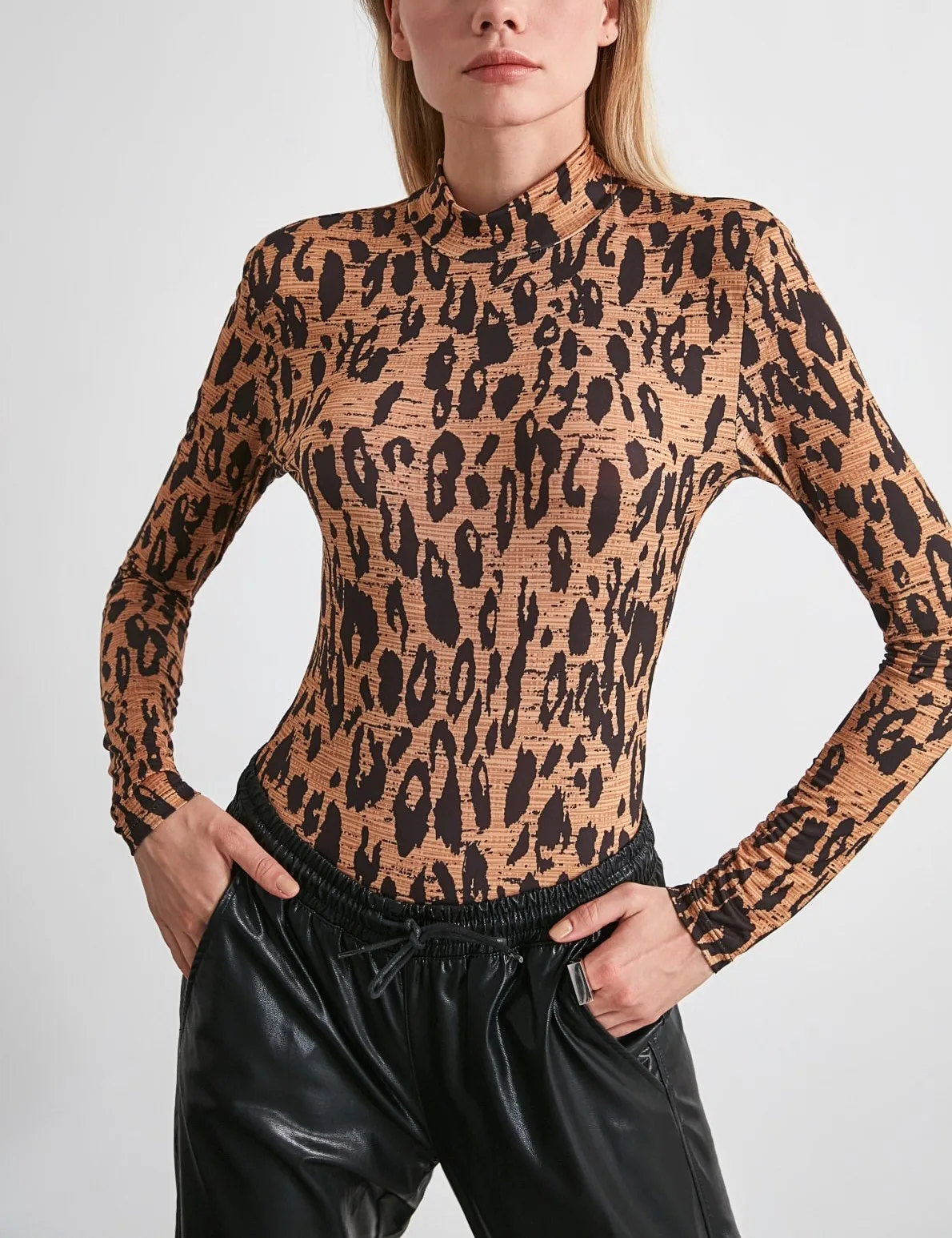 Long Sleeve Turtleneck Animal Zebra Print Bodycon Party Bodysuit Stretch Slim Women new season bodysuits sexy