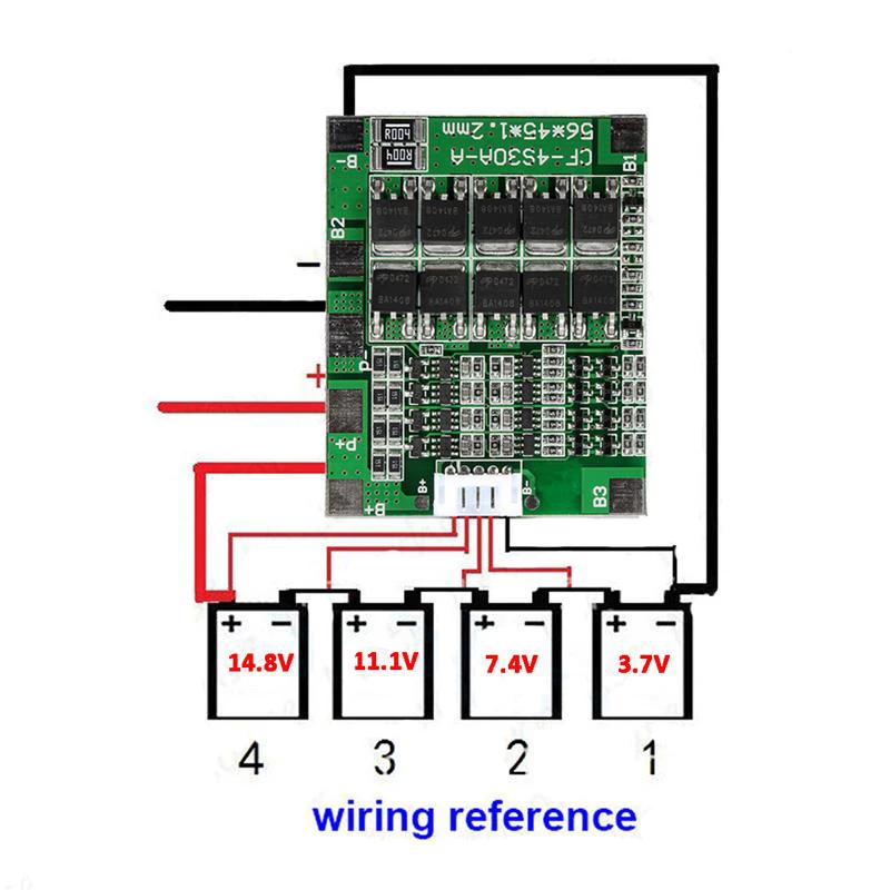 BMS 4S 30A 14 8 V lto 18650 Защитная схема для литий ионной литиевой батареи балансировочная