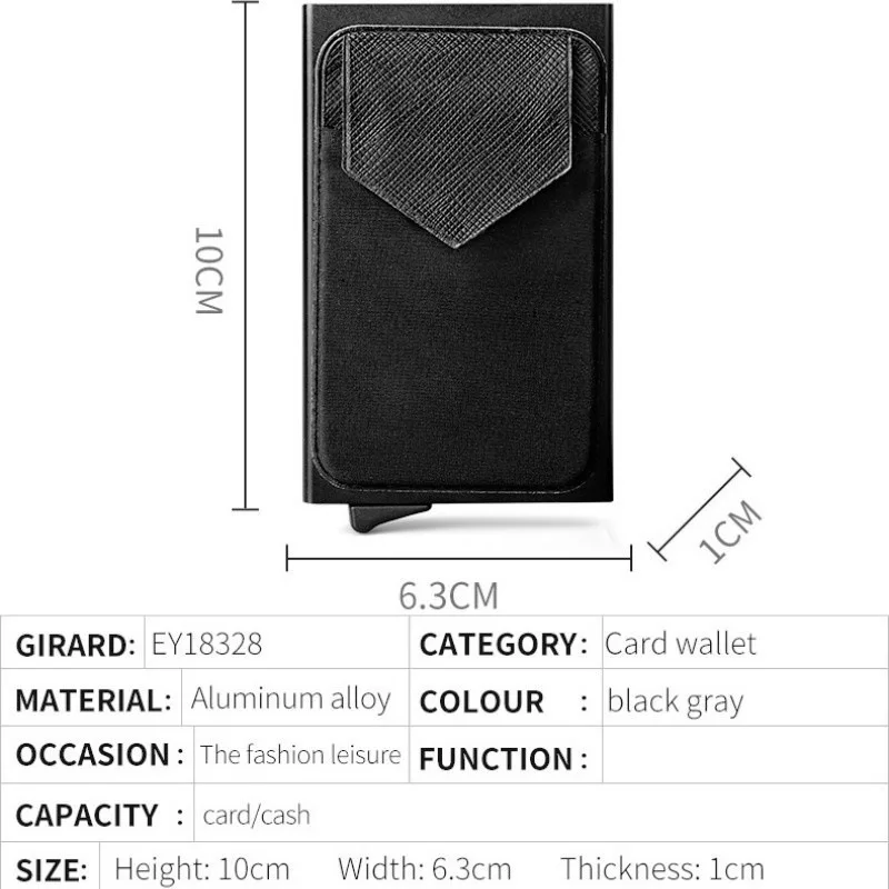 

Slim RFID Blocking Credit Card Holder Metal Wallet Women Men Money Clip Case Aluminum Alloy+PU Leather Bank Cardholder