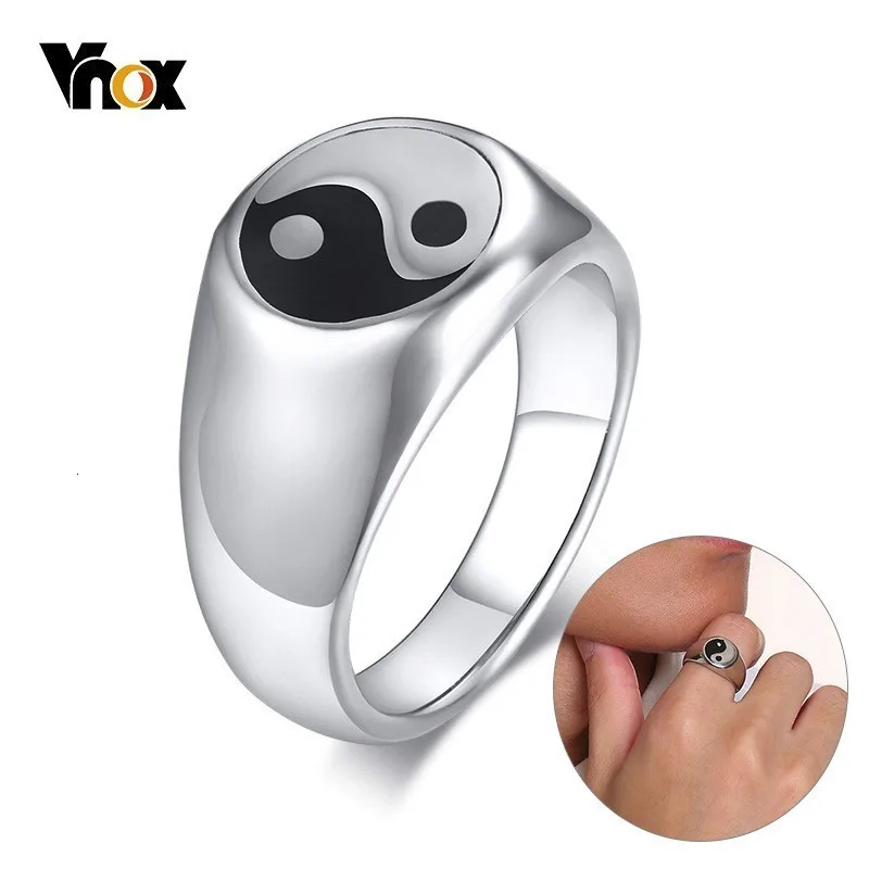 Vnox 12 мм балансирующее кольцо Bagua Yingyang для мужчин и женщин вечерние велирные