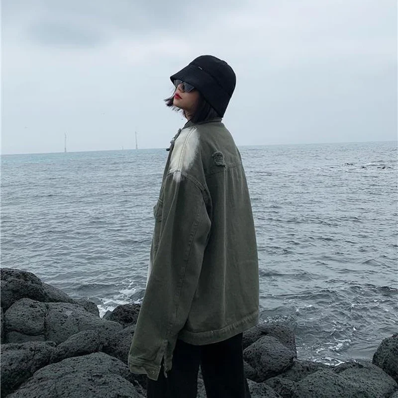 Куртка женская джинсовая в стиле бойфренд базовая Свободная верхняя одежда из