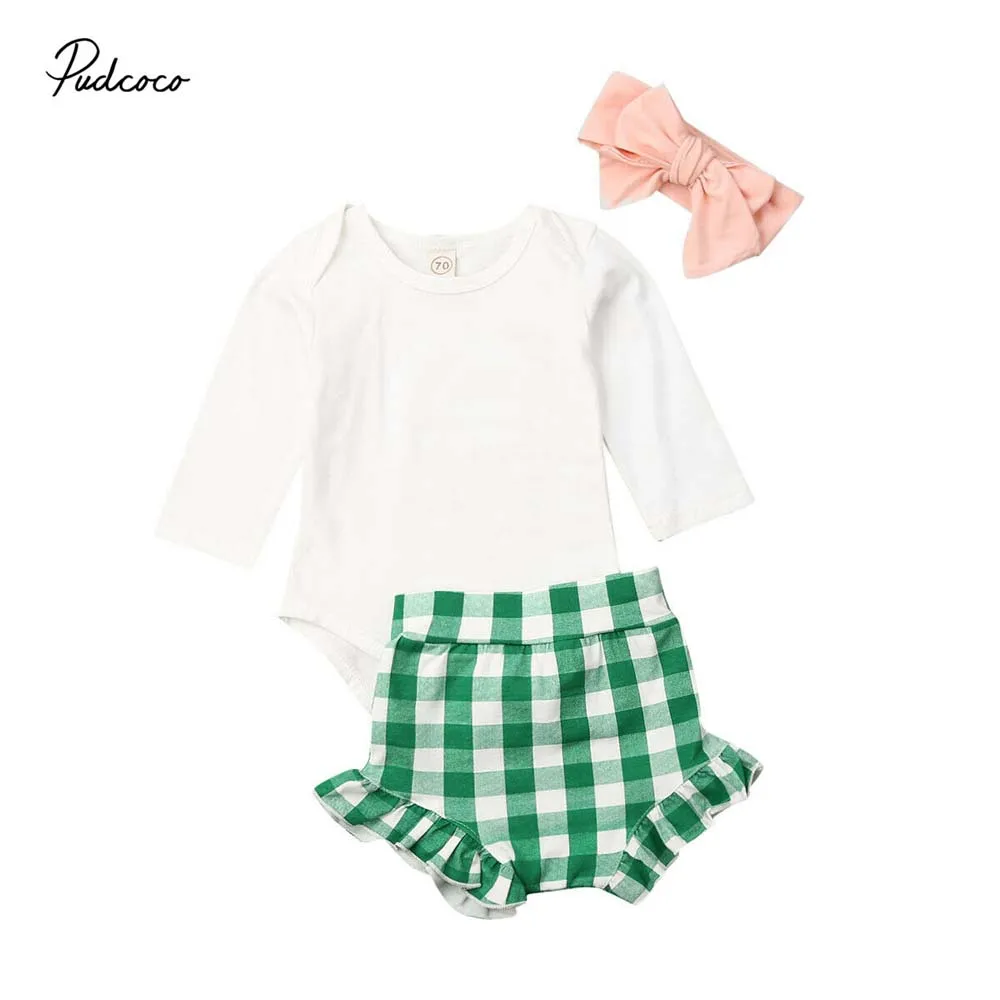 Комбинезон в шотландскую клетку для новорожденных девочек Топ с длинным рукавом