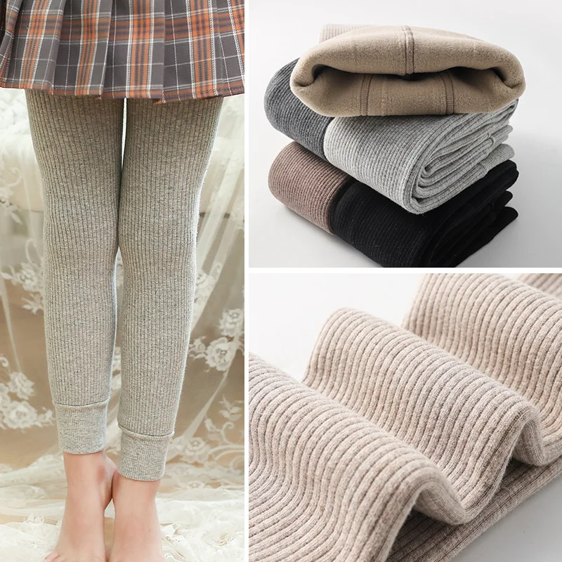 

Baby Children Elastic Waist Pants Winter Leggings Plus Velvet Thickened Pants Kids Cashmere Trousers Outer Wear Slim Warm