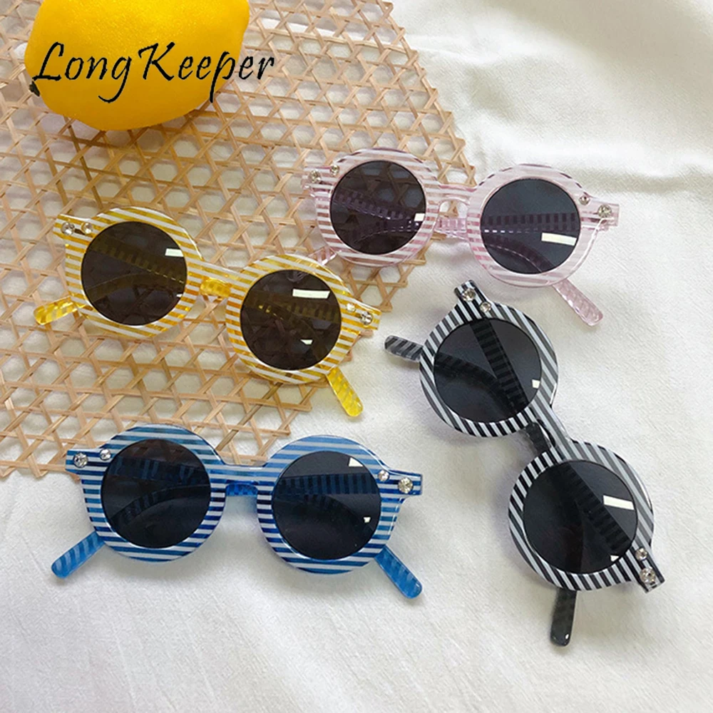 

LongKeeper Stripe Round Kids Sunglasses Child Sun Glasses Luxury Baby Sunglasses Girls Boys Gafas Children UV400 Oculos De Sol