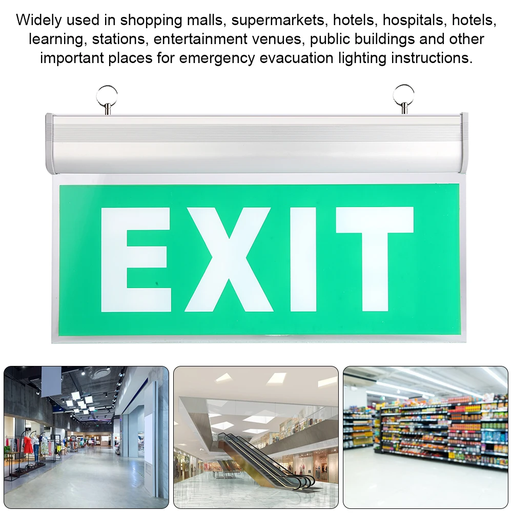 

Emergency Exit Lighting Sign Safety Evacuation Indicator Light 110-220V Acrylic LED For Hotel Mall School and Other Public Place