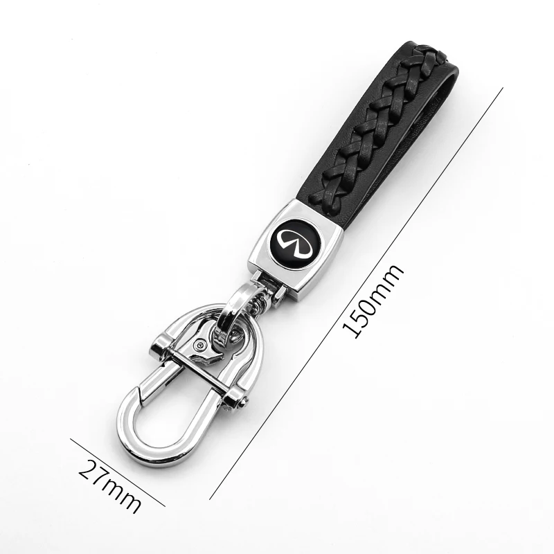 

Car logo keychain leather metal braided rope key ring fashionable car interior for Q50 Q60 Q70 QX30 QX50 QX60 QX80 ESQ
