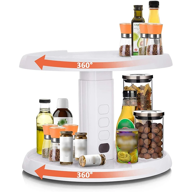 

2 Tier Adjustable Kitchen Countertop Spice Turntable, 10in Lazy Susan Organizer,Turntable Organizer for Cabinet Bathroom