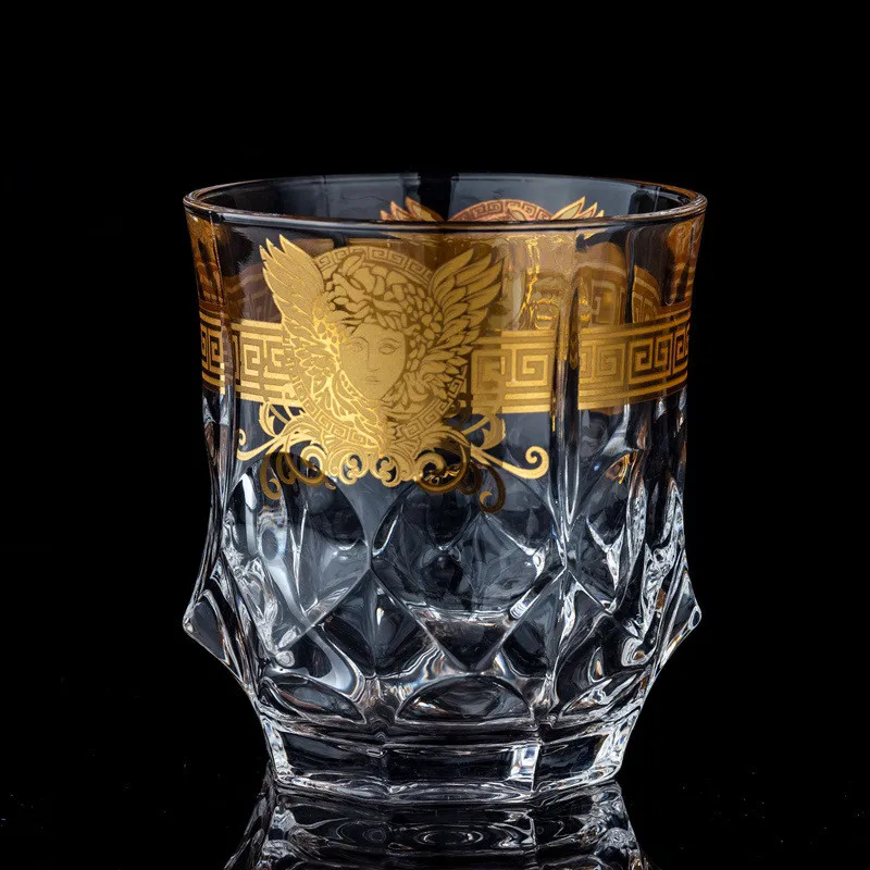

Creative Glass Whiskey Glass Medusa Painted Gold Head Wine Glass Foreign Wine Glass Multifunctional Beer Glass Water Glass
