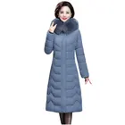 Пуховик зимний длинный с капюшоном, на хлопковой подкладке