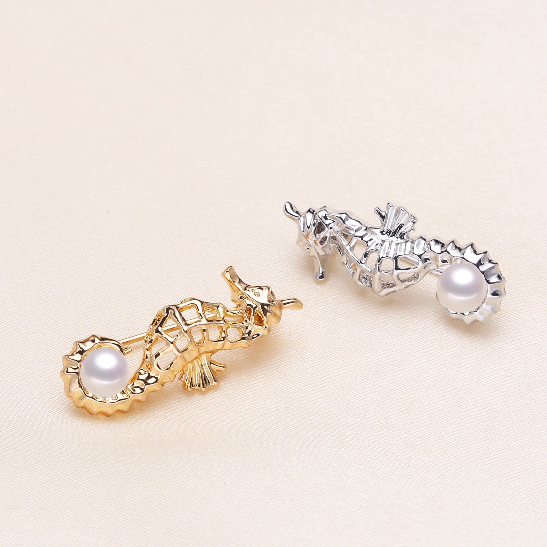 

hippocampus Brooch Pin Mountings Base Findings Jewelry Settings Parts for Pearls Beads Stones Crystals Agate Coral 10pcs/lot