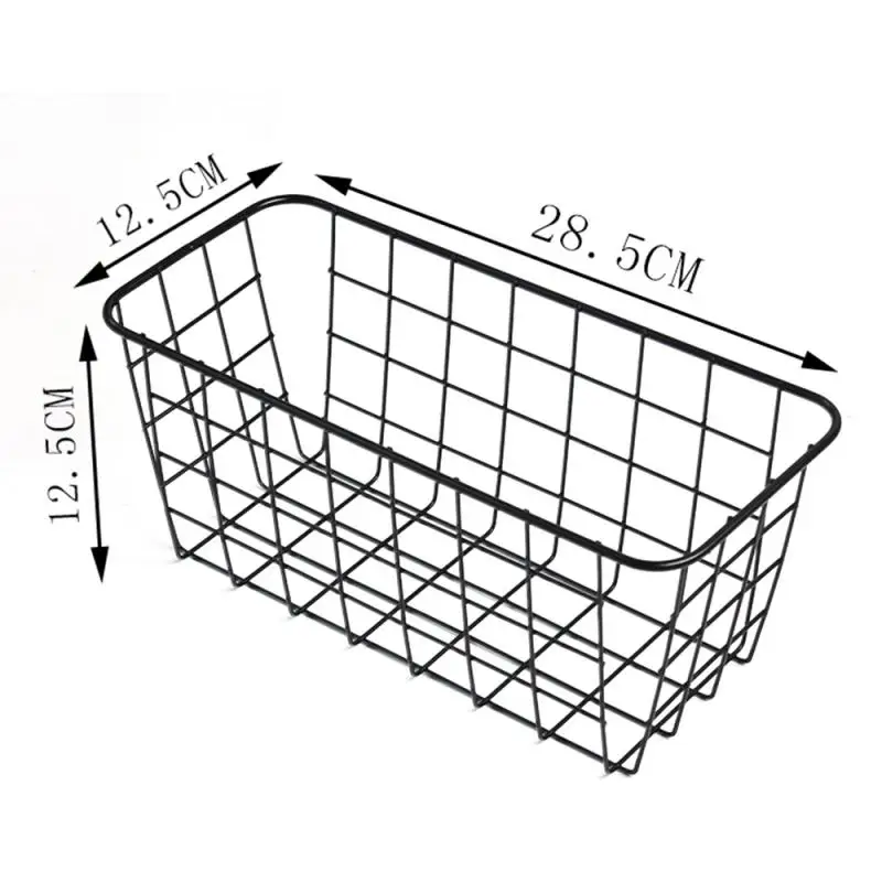 

1pc Kitchen Organizer Wrought Iron Kitchen Seasoning Storage Basket Bathroom Rectangular Storage Box Wall Hanging Rack for Home