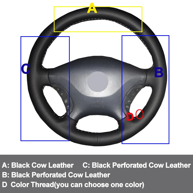 Hand Sewing Car Steering Wheel Cow Leather Wrap For Mercedes Benz W639 Viano 2006-2011 Vito 2010-2015 Volkswagen VW Crafter | Автомобили и
