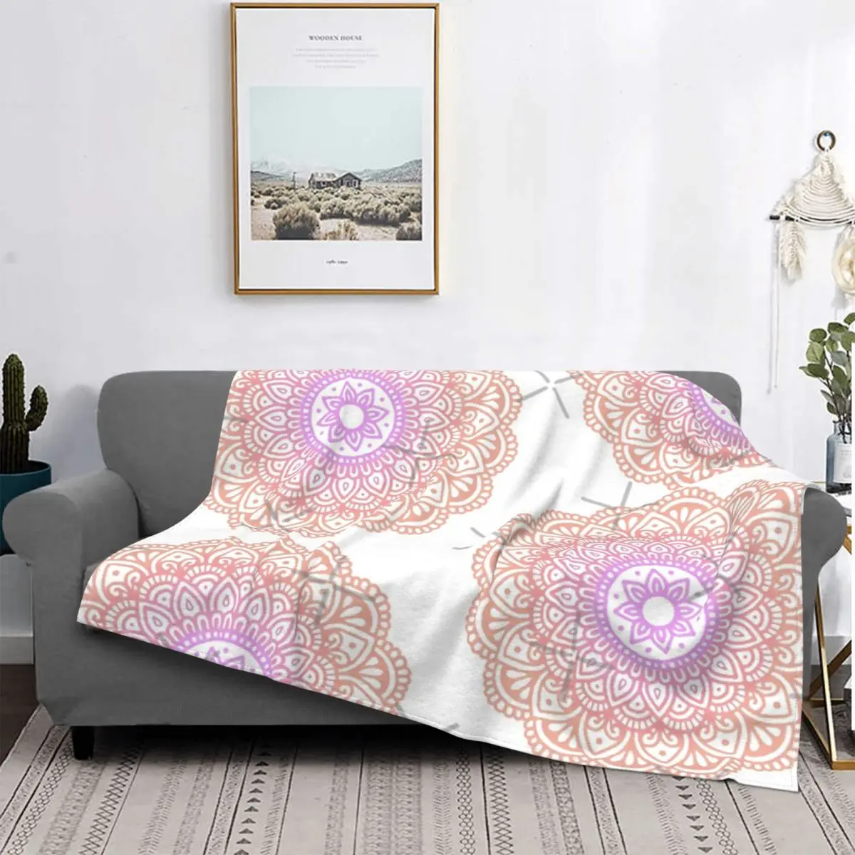 

Manta de Mandala rosa Pastel, funda de cama a cuadros, manta de felpa de Anime, fundas de cama de verano