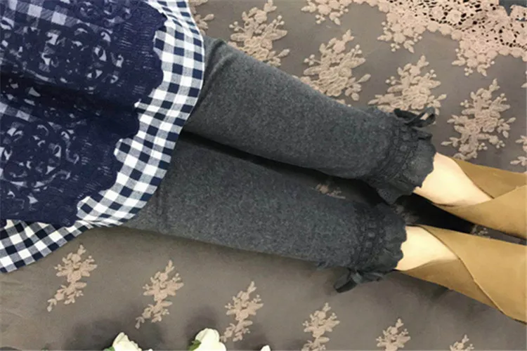 Женские плотные леггинсы в стиле ретро Mori Girl, хлопковые леггинсы большого размера на шнуровке с бантом, винтажные однотонные базовые леггинсы с эластичной резинкой на талии 1327