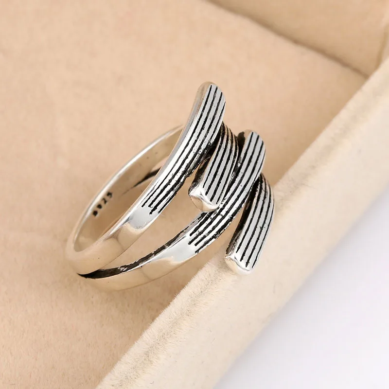 

Bijoux Fashion Real 925 Sterling Silver Irregular Chains Rings for Women Boho Adjustable Antique Rings Anillos joyas de plata