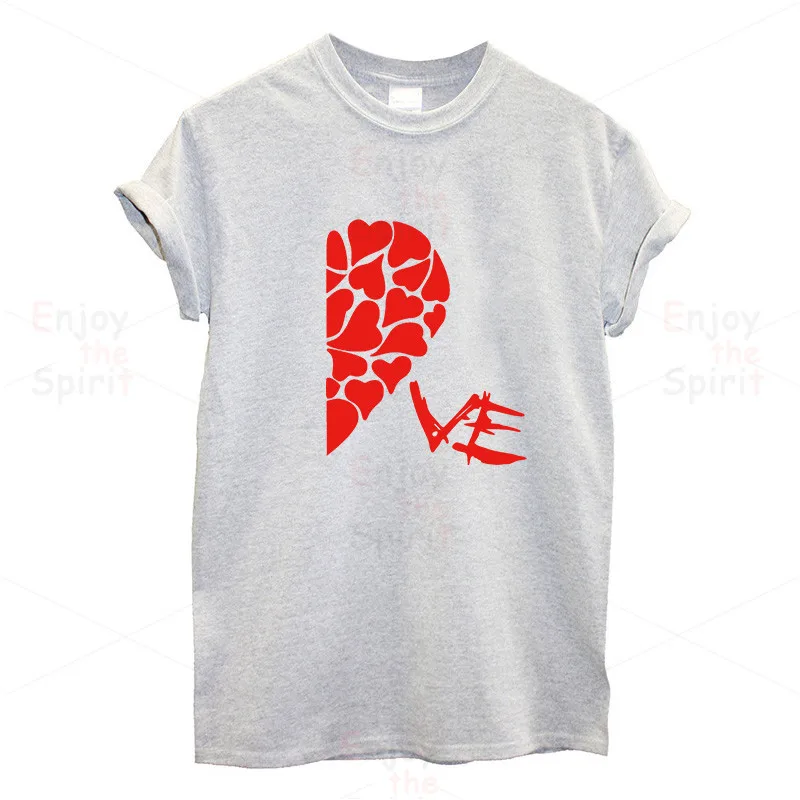 EnjoytheSpirit, новинка, летние забавные парные футболки, наполовину красное сердце, любовь, печать, хлопок, круглый вырез, футболки, крутая, короткий рукав, парная одежда - Цвет: P915WSportsG