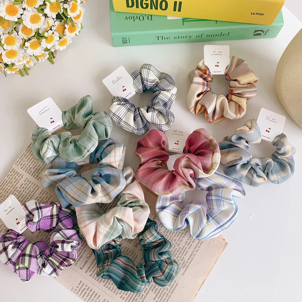 

Женские аксессуары для волос 2020, резинки для волос в клетку, заколки для хвоста, резинки для волос, головные уборы для девочек и женщин