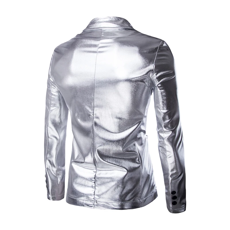 

British Style Male Golden Shining Nightclub Dj Performance Costumes Men's Single-breasted Slim Fit Blazer Jacket Man Party Suits