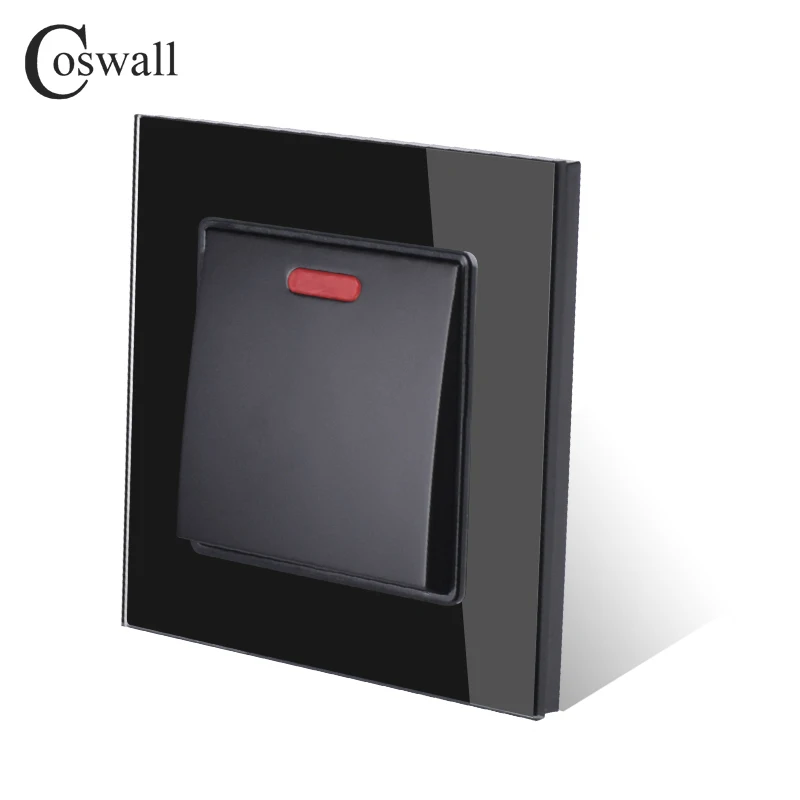 COSWALL 20A DP переключатель с неоновой хрустальной стеклянной панелью для водонагревателя вкл/выкл настенный переключатель для кондиционера