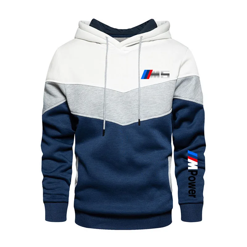 

Men's hoodie 2021 new men's stitching BMW fashion autumn and winter hooded sports hoodie clothing casual loose polar fleece warm
