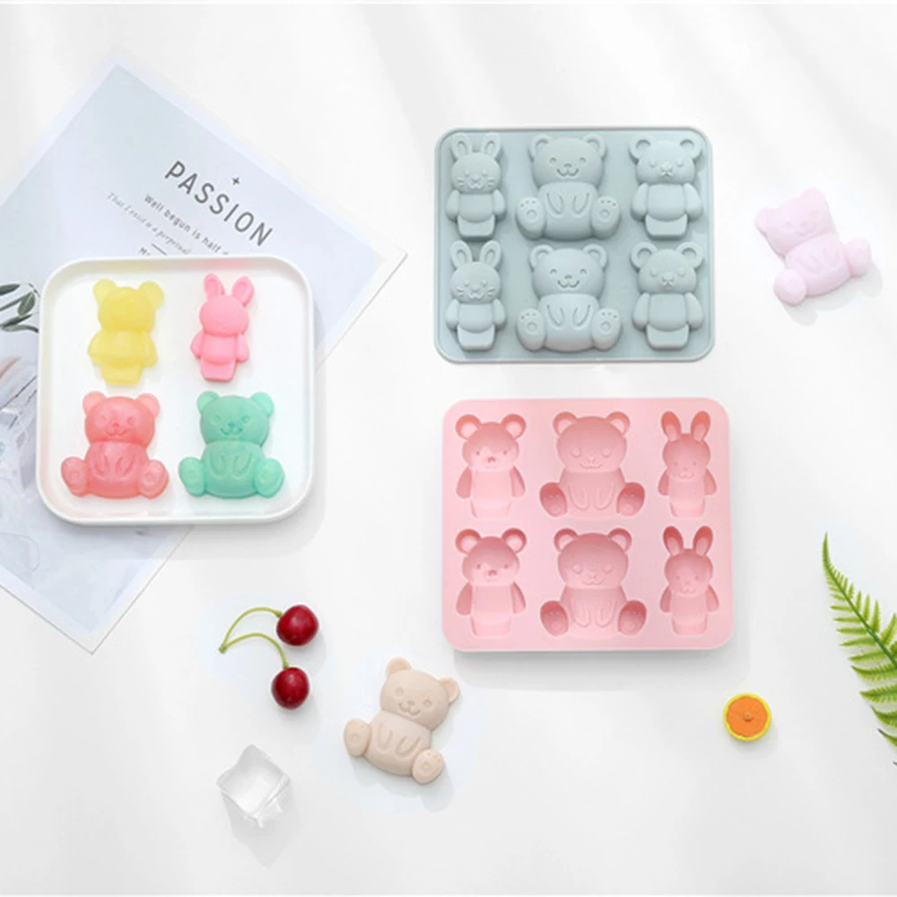 Высокое качество 6 даже силиконовые формы для шоколада с мультяшными животными