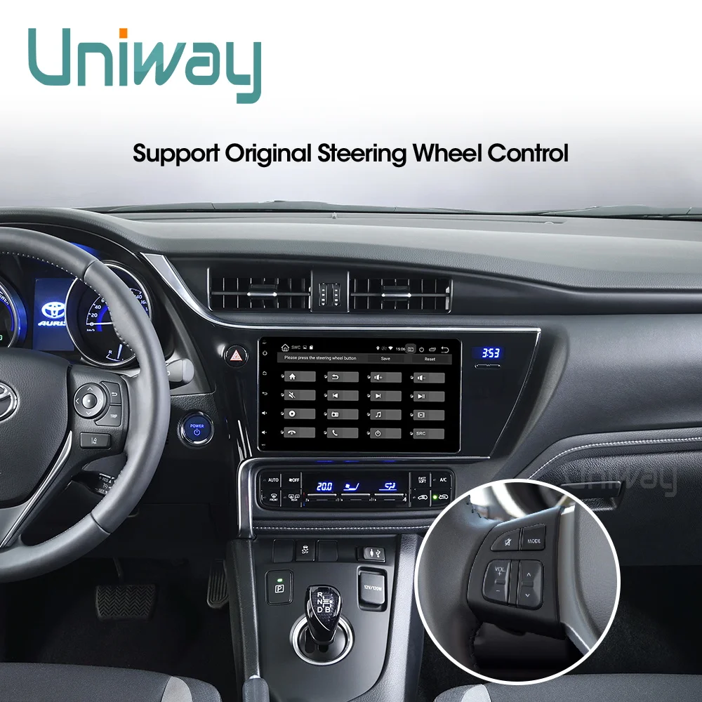Uniway A17KLL9071 android 9,0 автомобильный dvd навигатор для toyota corolla/auris автомобильный Радио стерео головное устройство навигация