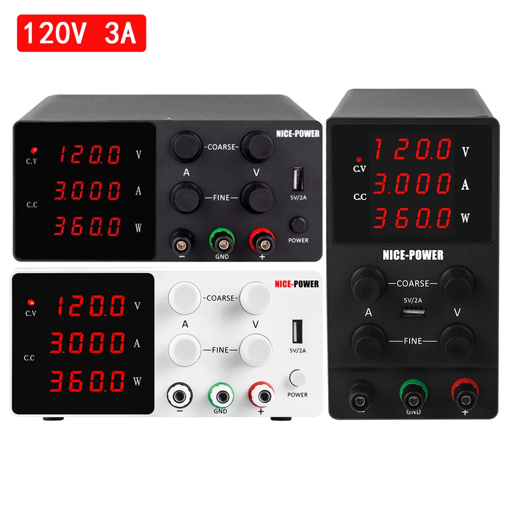 

120V 3A DC настольный источник питания лабораторный Регулируемый цифровой импульсный источник питания