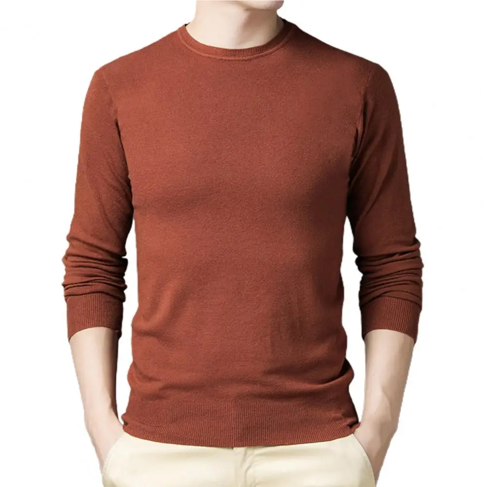 

Men's solid color casual knitted pullover 2021 men's spring and autumn fashion slim long-sleeved sweater bottoming shirt