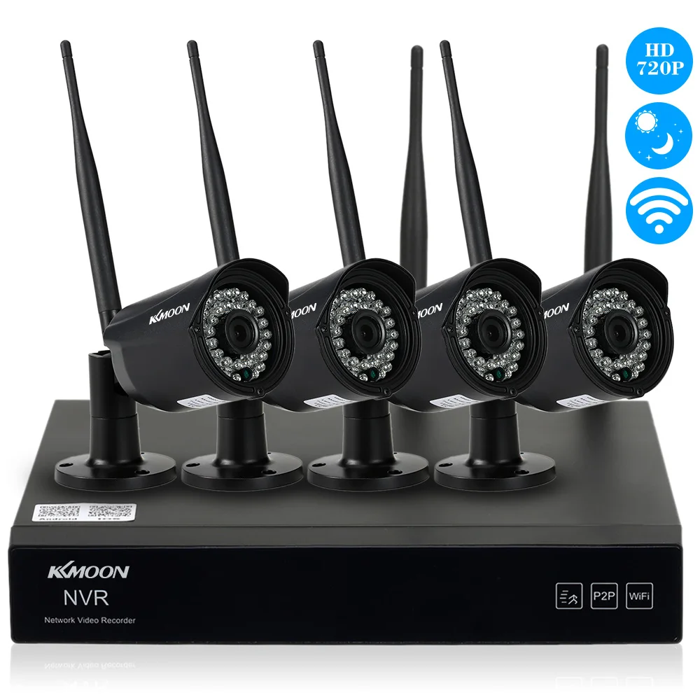 KKmoon 4 канальный HD 720P Беспроводной Wi Fi NVR Сетевой Видео Регистраторы + шт. IP Камера