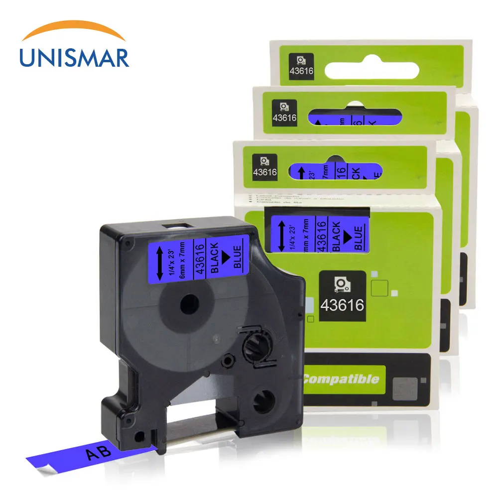 Unismar 3 шт совместимый для Dymo D1 43616 этикетки ленты черный на голубом LabelManager 160 280 210D PNP
