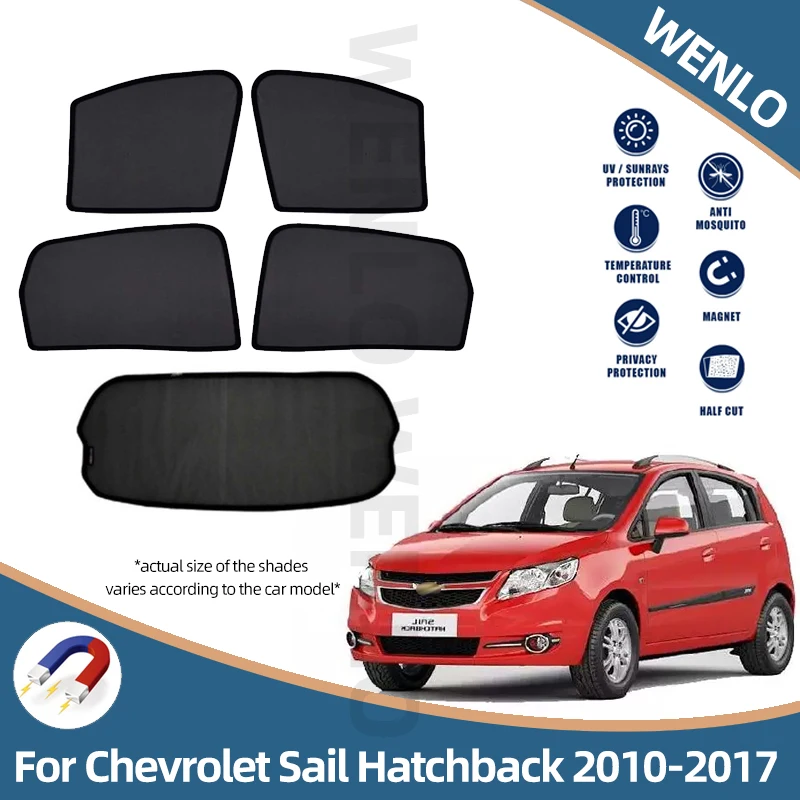 

Car Windows Magnetic Sunshade For Chevrolet Sail Hatchback 2010-2017 Auto Mesh Sun Shades Visor Curtains Cover Protection