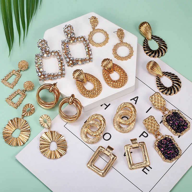 Винтажные круглые серьги золотого цвета для женщин большие геометрические