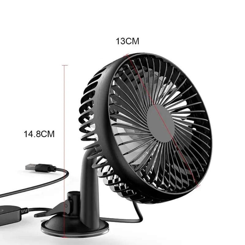 

Suction Cup Single Head 5.5 Inch Car Fan 12V24V Universal Large Wind Three Speed Control USB Car Fan