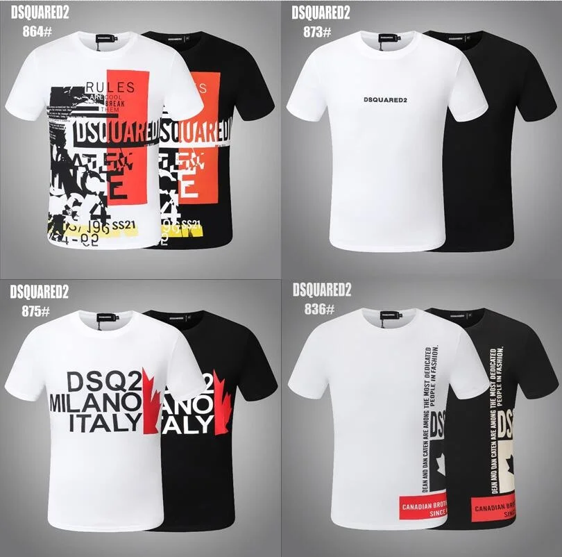 

Men Classic Women Cotton T Shirt Letter Print O Neck Short Sleeve Shirt Hip-Hop Style Dsquared2