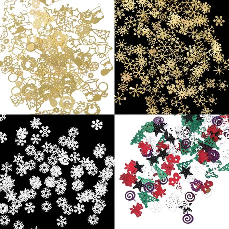 Snowflake Nail Glitter of Winter Christmas 3D Slice Design Rhinestones Decoration for Art Sequins Gold Plating Spangle | Красота и