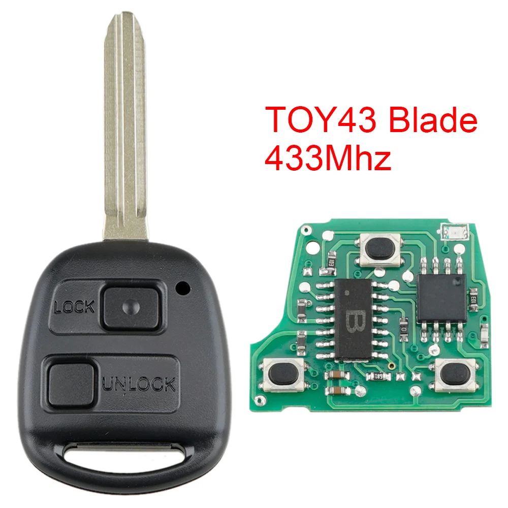 Дистанционный Автомобильный ключ 433 МГц 2 кнопки с лезвием TOY43 подходит для Toyota RAV4