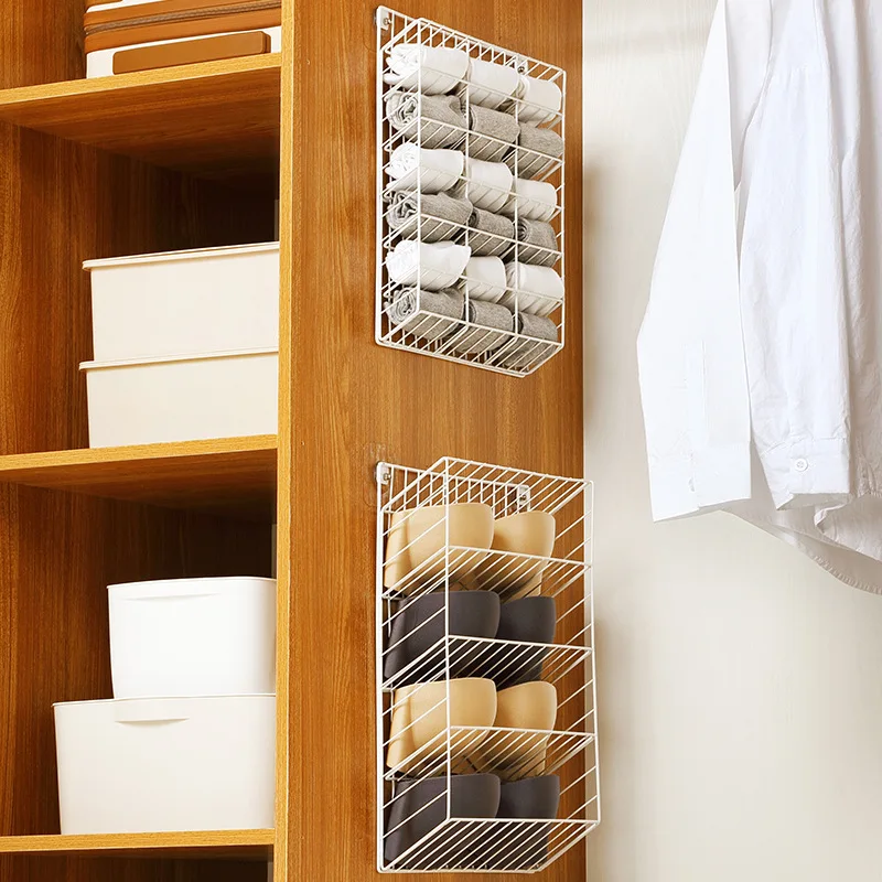Настенный стеллаж для хранения нижнего белья органайзер шкафа вешалка корзина