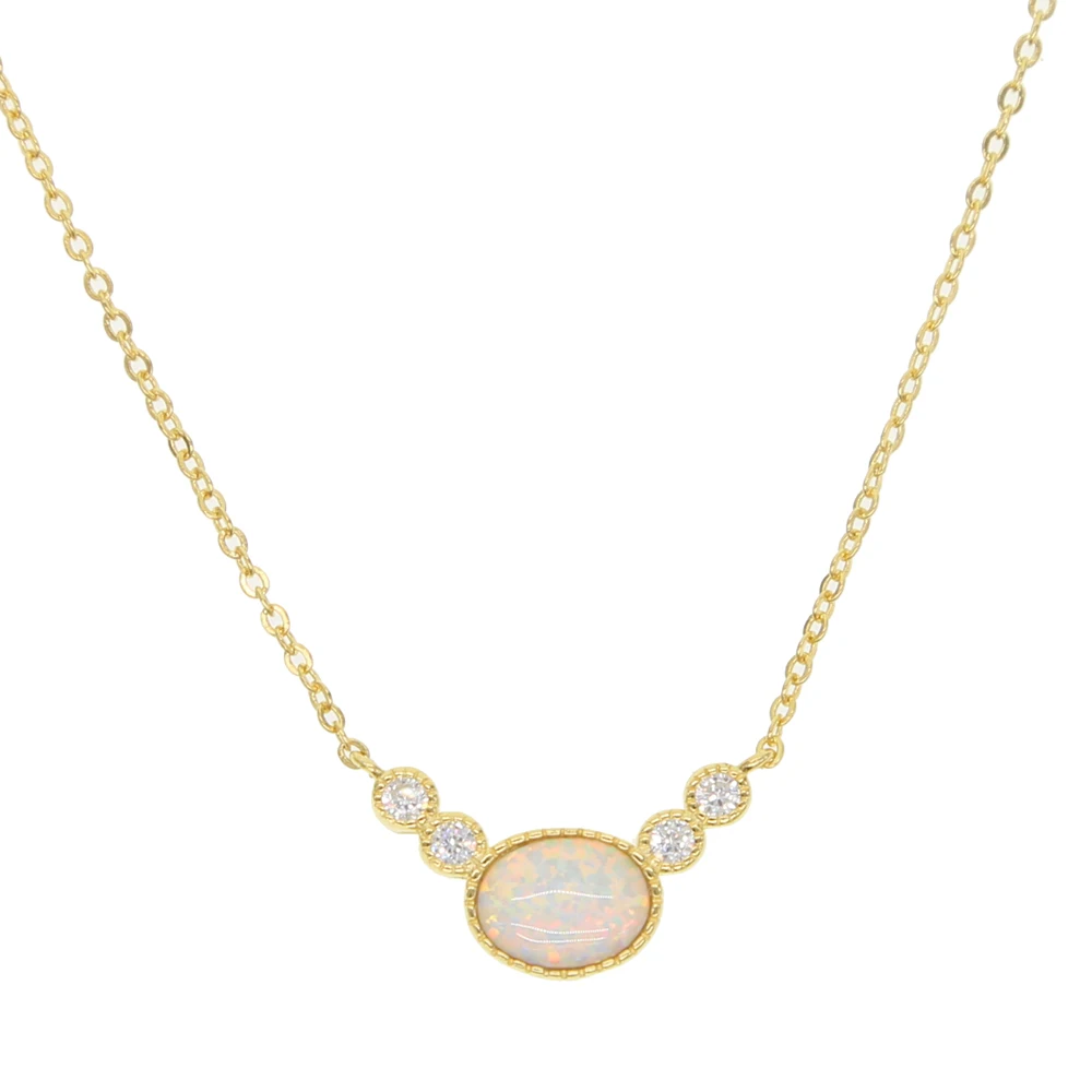 Ожерелье из серебра 925 пробы с опалом фианитом|Ожерелья| |