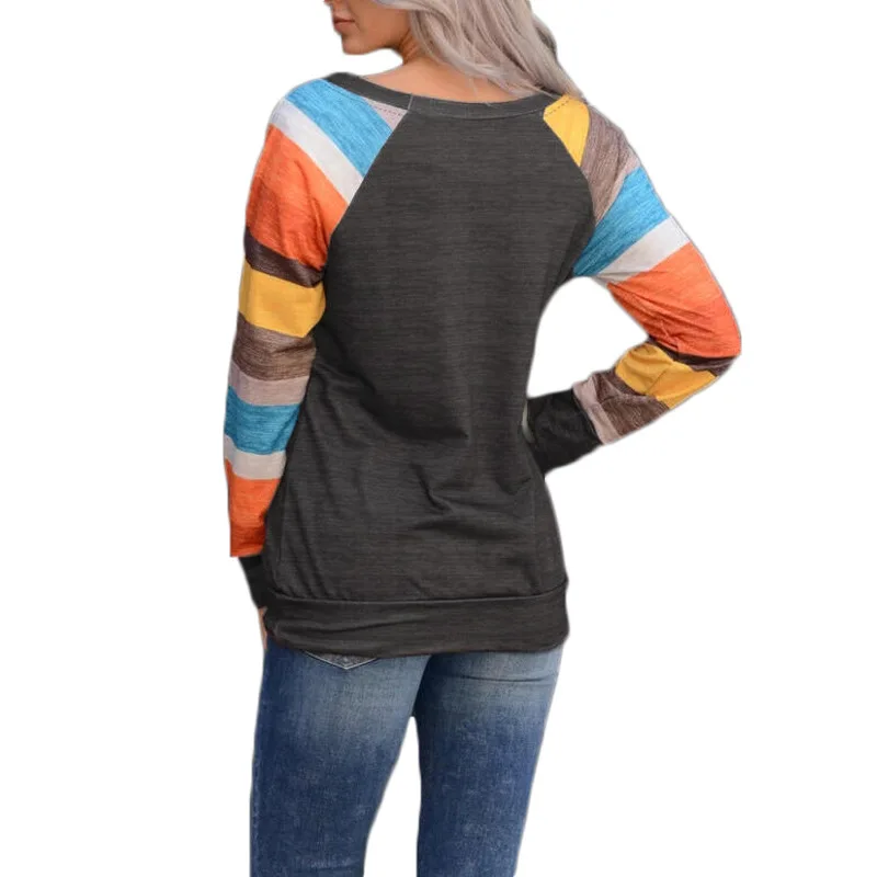 Осенне-зимняя одежда женская футболка с длинным рукавом принтом О-образным