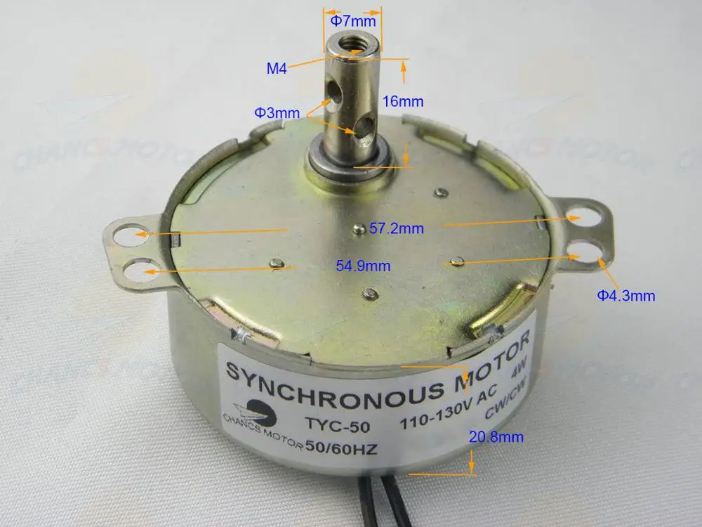 Синхронный Электрический двигатель поворотного круга 110V/220V TYC-50 2 5-3 об/мин