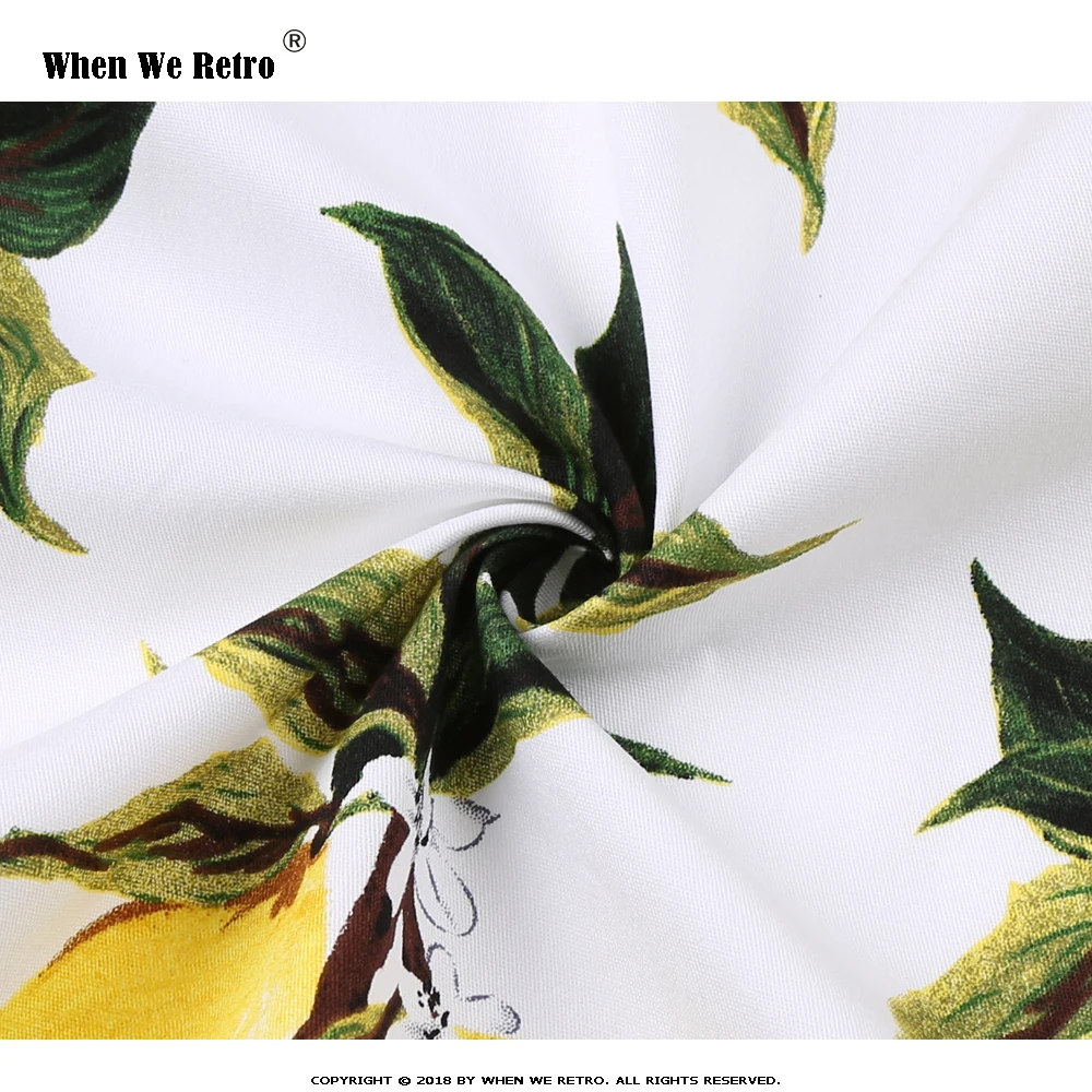 Women Ladies Yellow Lemon Print Summer Mini Skirt SS0008 Vintage High Waist Plus Size Fruit Floral Cotton falda corta | Женская одежда