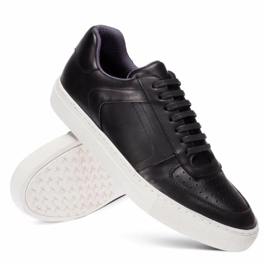 

Sneakers Men Deery, Genuine Leather Black Sneaker Men Shoes