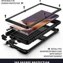 Metal With Built in Screen Protector For Samsung Galaxy Note 20 Ultra s21 Ultra Plus 5G Phone Case Shockproof Cover Fundas stand
